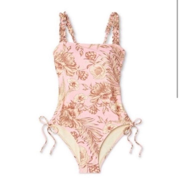 AGUA BENDITA X TARGET XS BABY PINK FLORAL ONE PIECE SWIMSUIT NEW NWT RUFFLE - Picture 2 of 3
